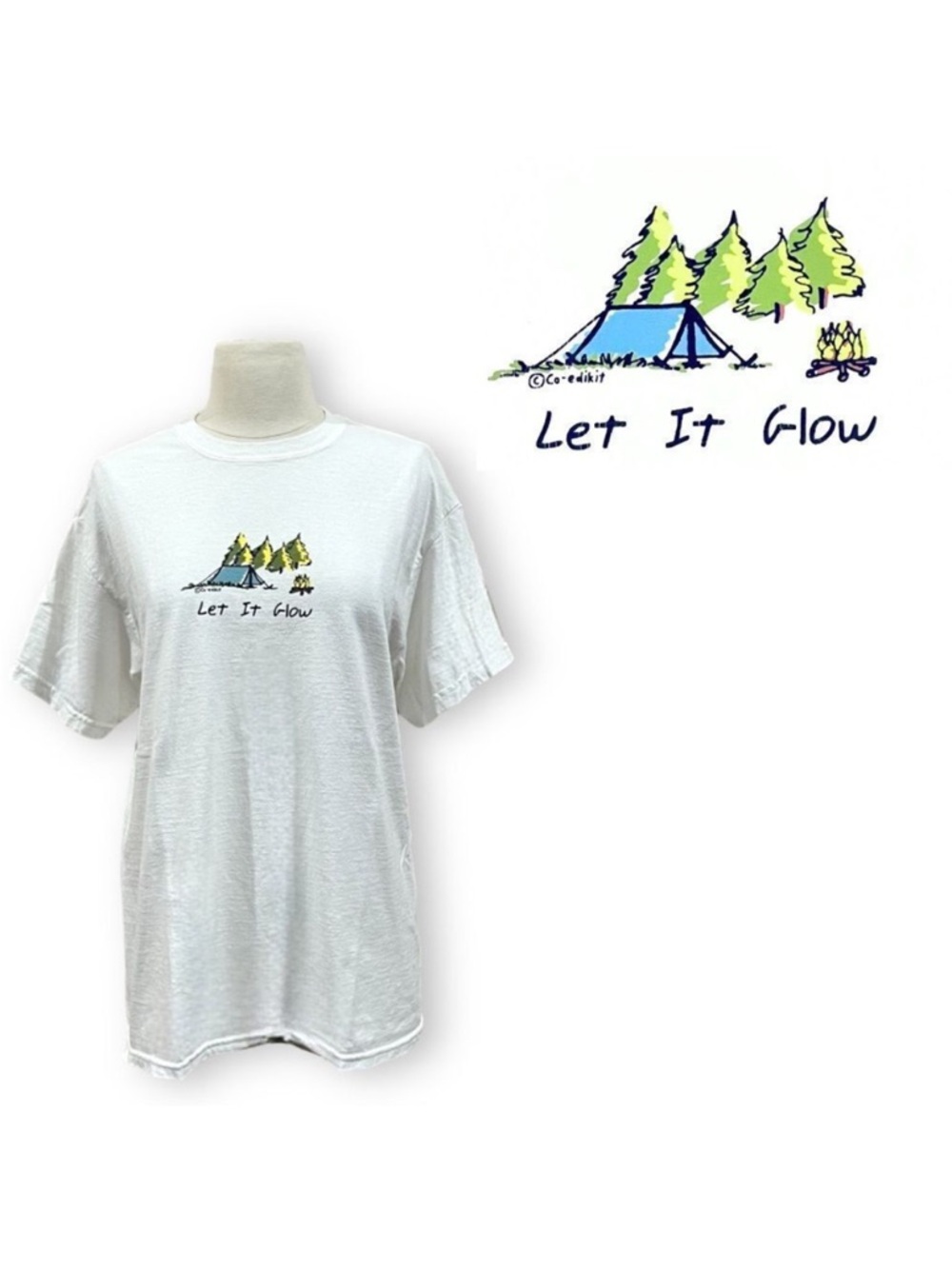 Co-Edikit White Camping Let It Glow Graphic Shirt Medium
